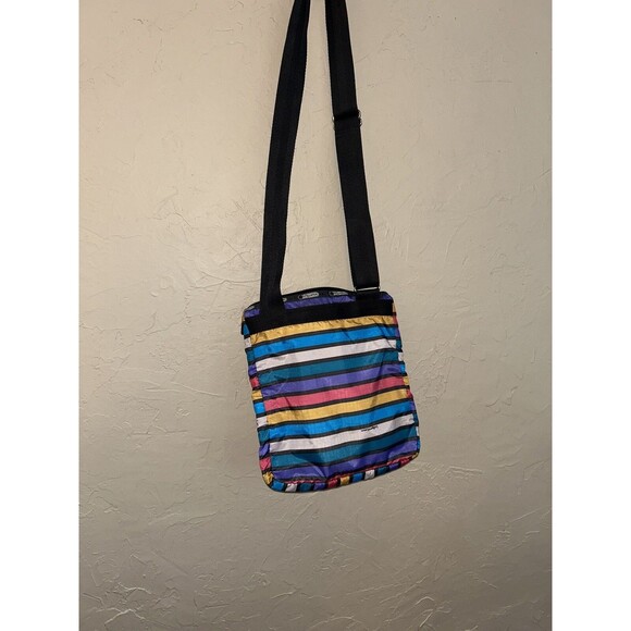 Le Sportsac Zippered Crossbody Bag Multicolor Stripes - Picture 4 of 11